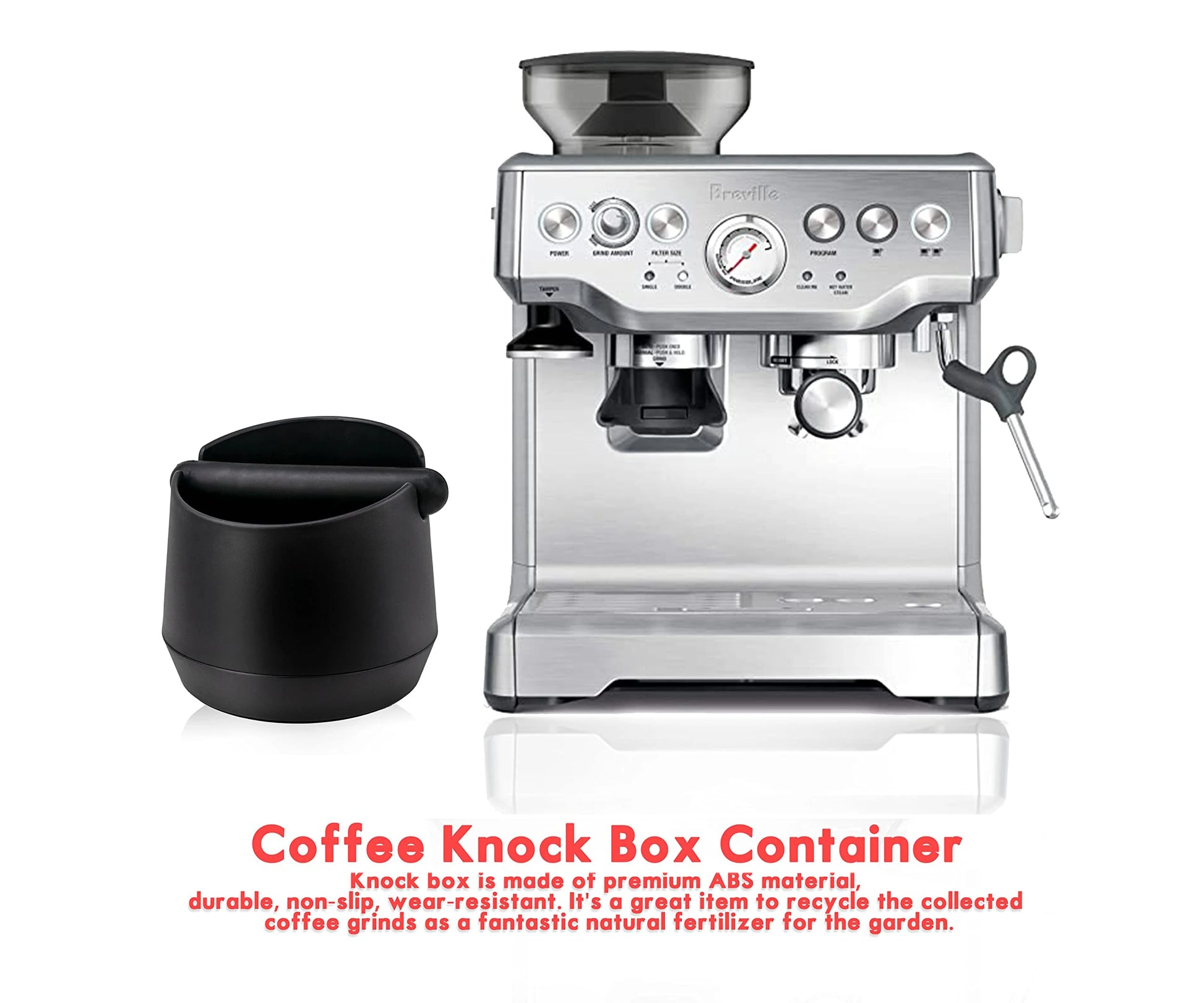 Coffee Knock Box Residue Dump Container, Non-slip Durable Barista Grinding Waste Collection Box Fat Body with Knock Bar Peaceful Pleasures Health and Wellness