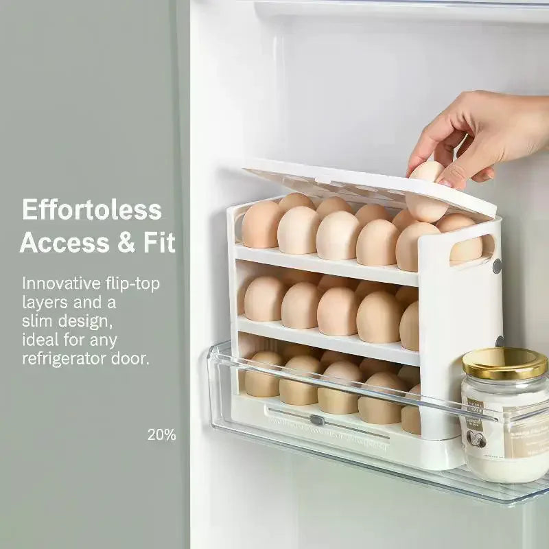 3-Layer Flip Egg Storage Box – Large Capacity Fridge Tray