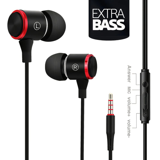 1pc Heavy Bass Wired In-Ear HIFI Headphones With Mic, Powerful Sound Units For Games And Music, Lightweight Portable Design Peaceful Pleasures Health and Wellness black