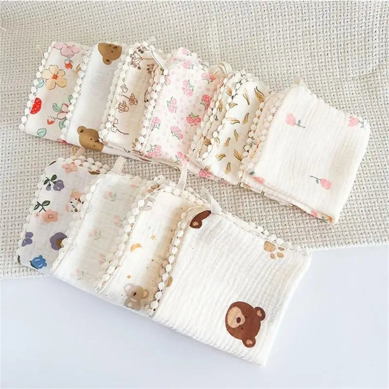 Cartoon Baby Saliva Towel – Soft Cotton Face Cloth 30×30cm