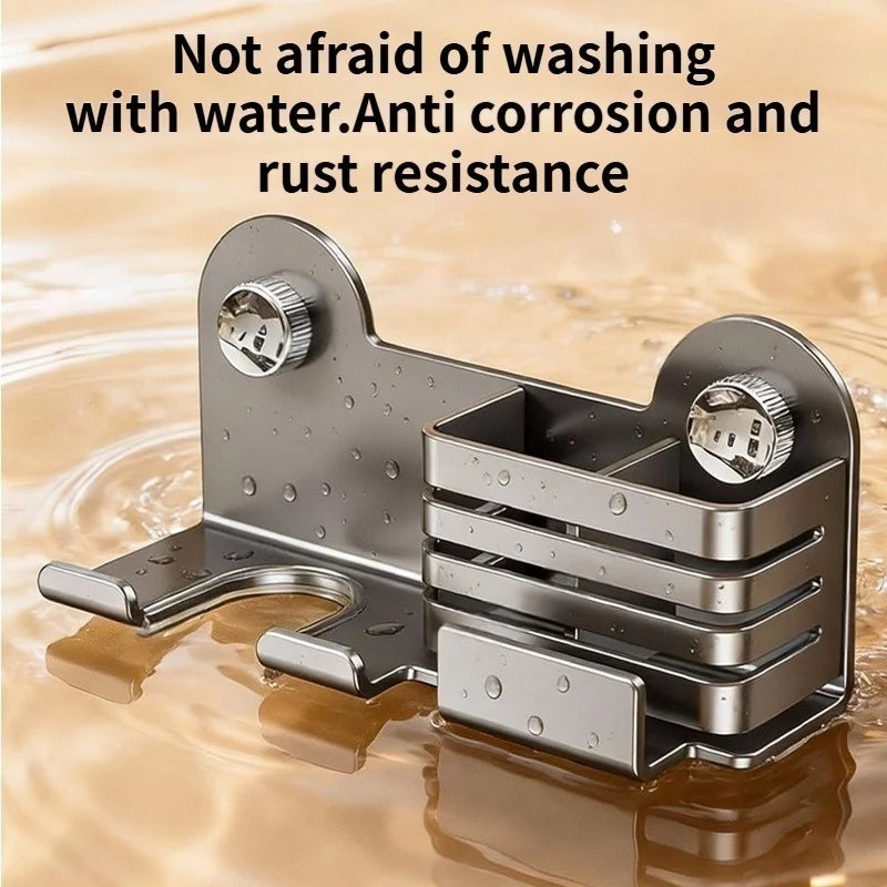 Punch-Free Vacuum Suction Hair Dryer Holder Wall Mount Rack