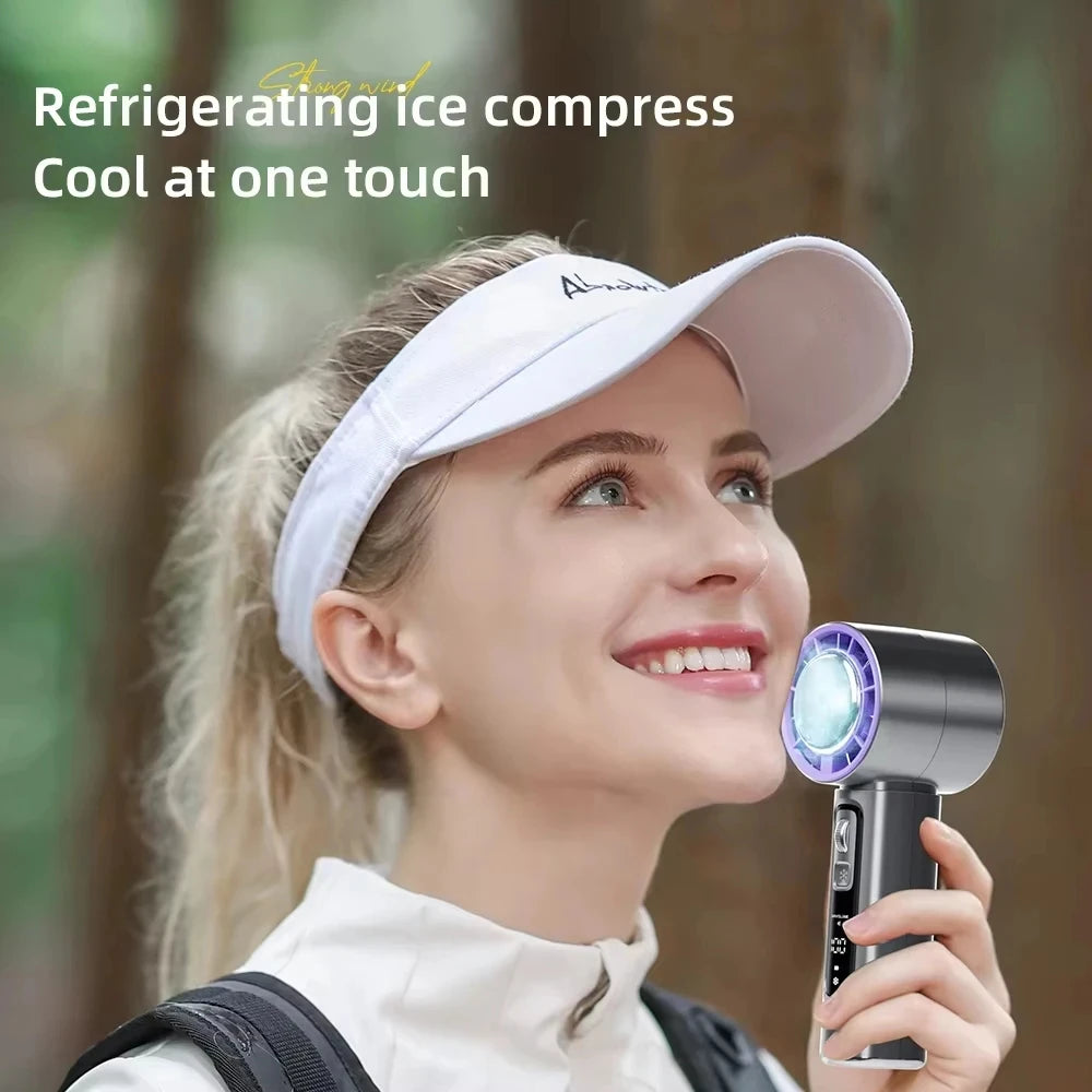 HOMEFISH New Semiconductor Refrigeration High-speed Handheld Electric Fan 4000mAh USB Portable Rechargeable Outdoor Small Fan Peaceful Pleasures Health and Wellness