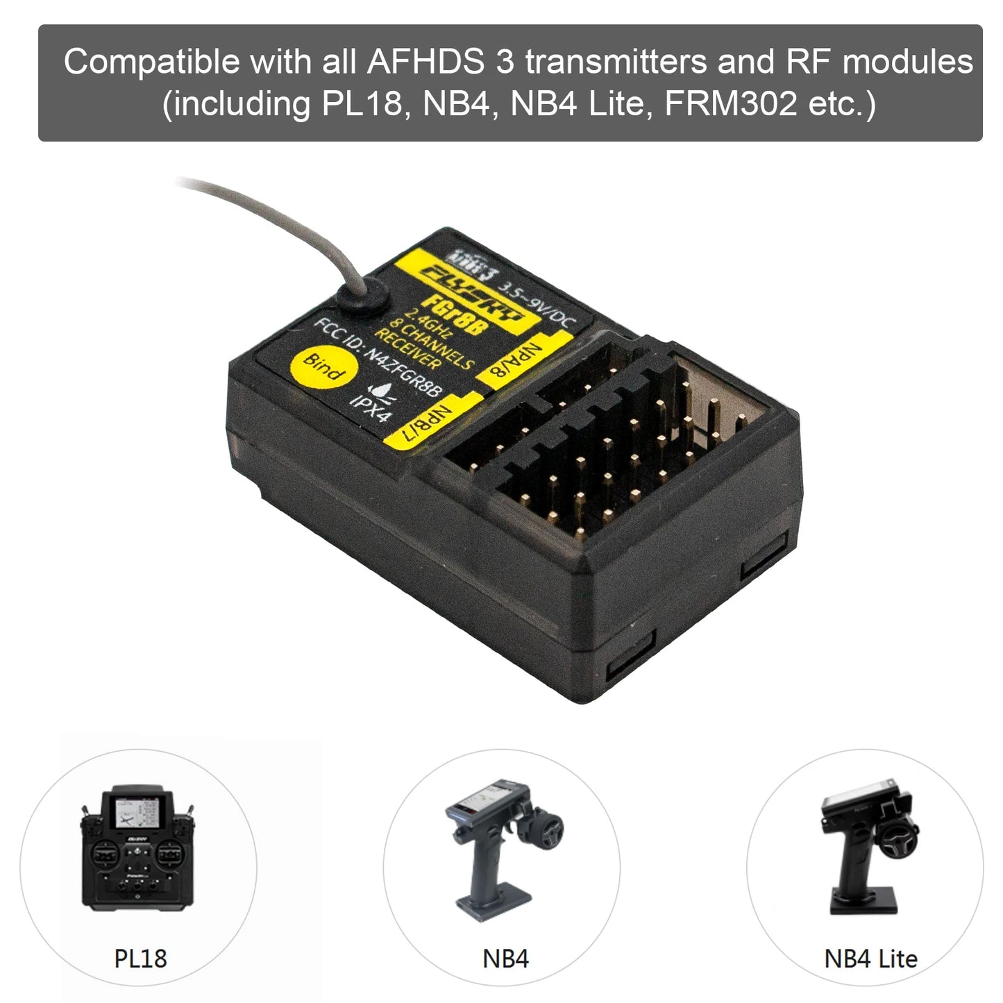 FlySky FGR8B 2.4GHz 8CH AFHDS3 RC Receiver PWM PPM i-Bus