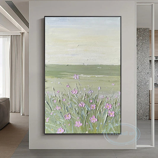 Hand Painted Landscape Wall Art Canvas Poster Modern Abstract Texture Acrylic Oil Painting Home Decor Aesthetics Custom Picture Peaceful Pleasures Health and Wellness