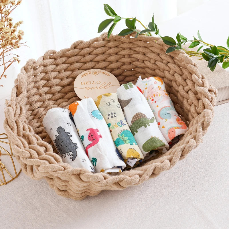 HappyFlute Bamboo Muslin Burp Cloths 60x60cm | 5-Pack Baby