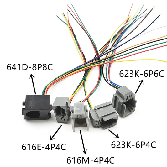 5PCS 616E 623k 616M 641D RJ11\RJ12\RJ45 Female Socket for Internet Phone With Cable 15cm Peaceful Pleasures Health and Wellness