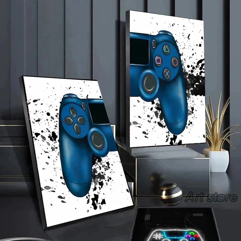 Minimalist Gamepad Controller Canvas Poster Modern Gaming Room Wall Art Print for Gamer Bedroom Home Decoration Peaceful Pleasures Health and Wellness