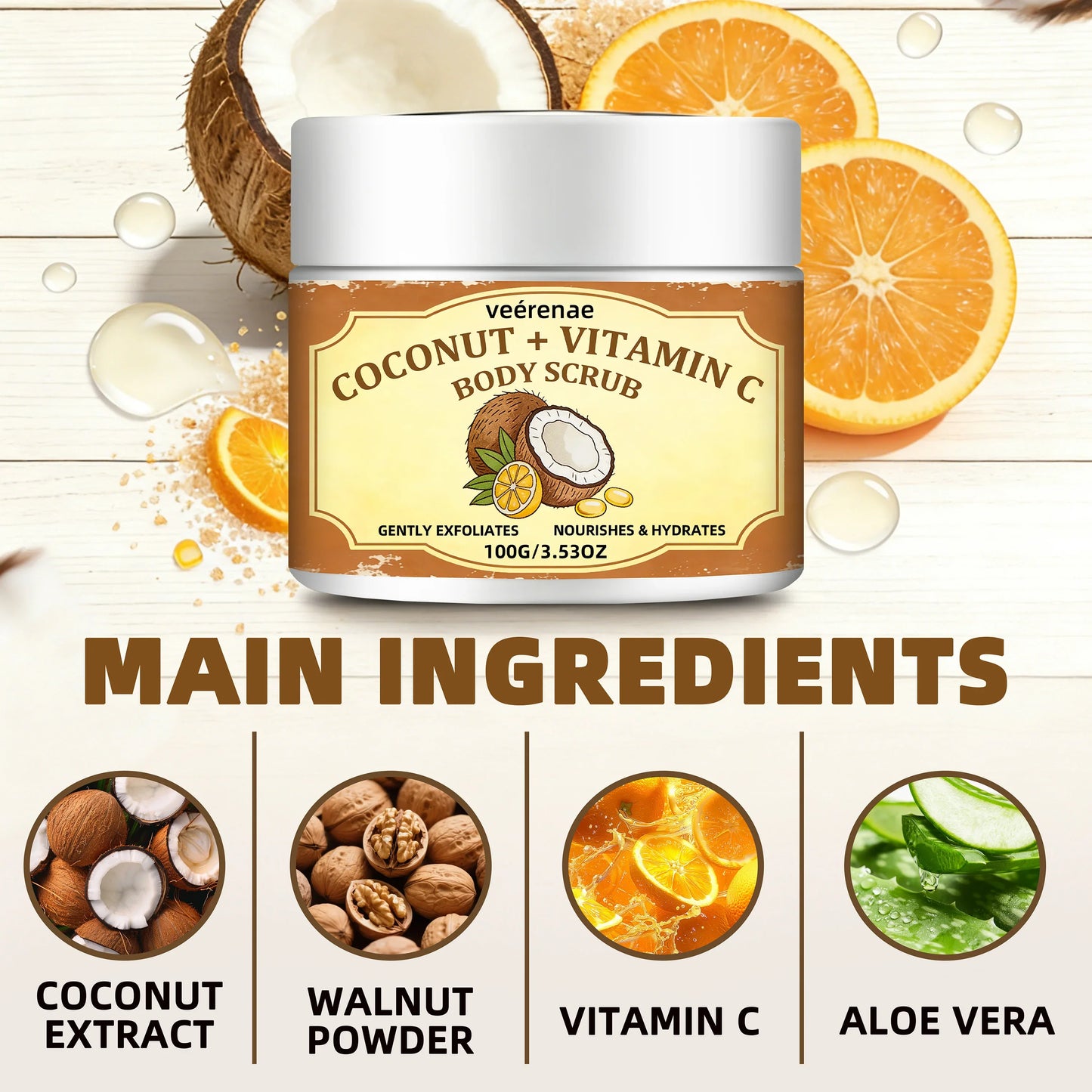 veérenae Coconut Vitamin C Body Scrub – All Skin Types