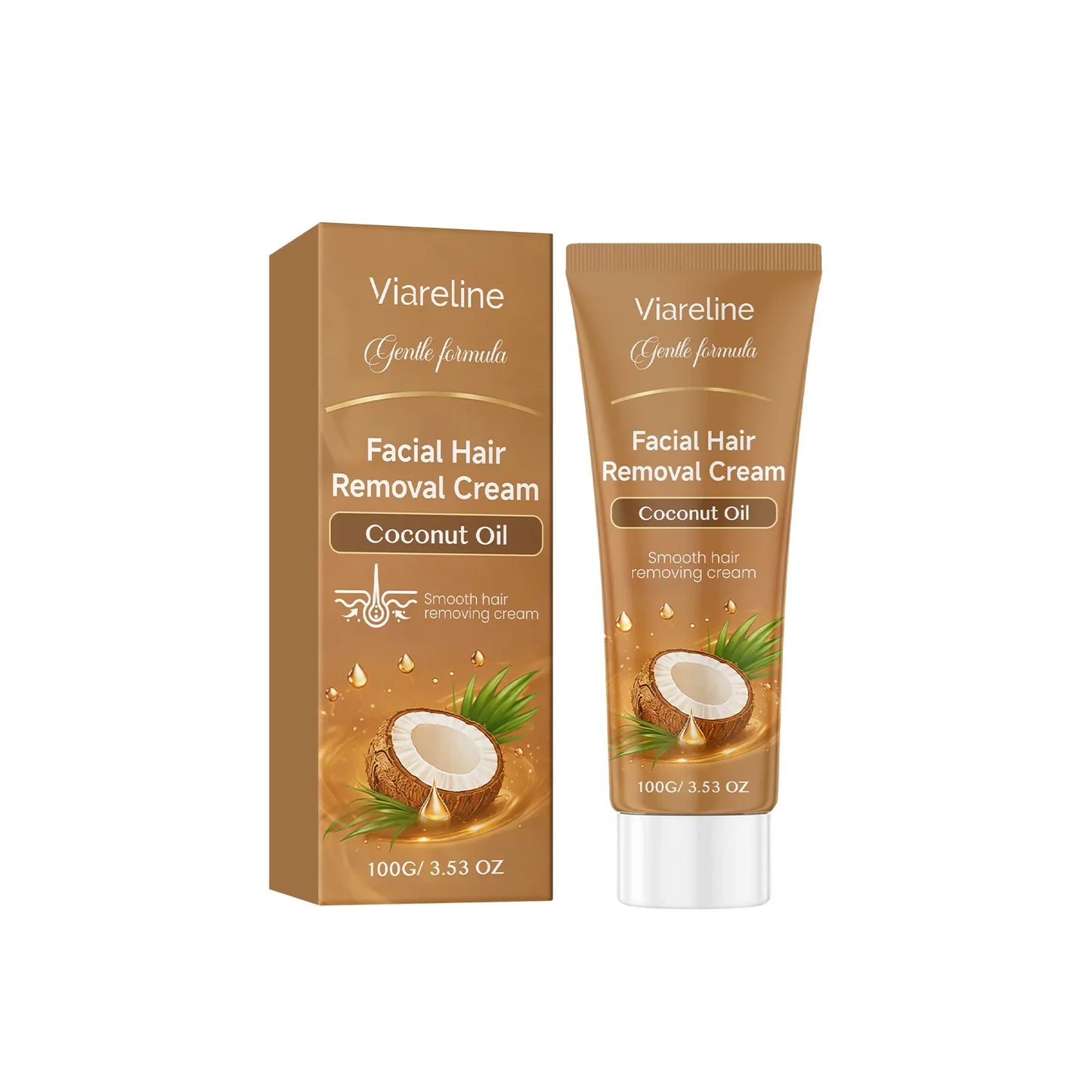 VIARELINE Coconut Oil Facial Hair Removal Cream – Painless
