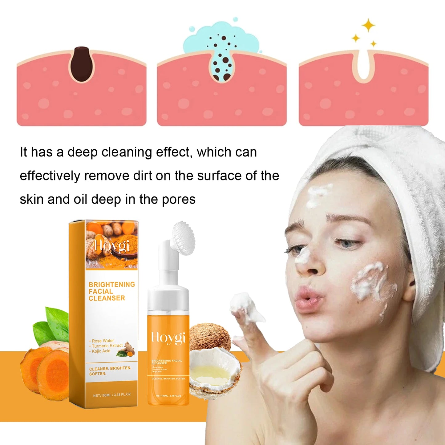 Turmeric & Kojic Acid Foaming Face Cleanser – Acne & Brightening