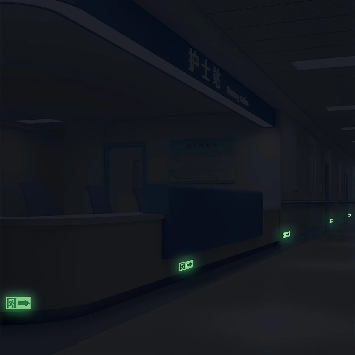 5 Right Exit Signs Luminous Fluorescent Escape Safety Emergency