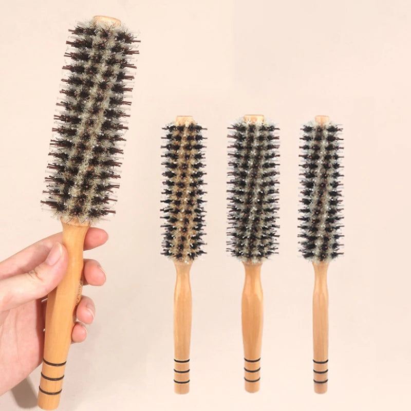 Natural Boar Bristle Roller Hair Brush for Women Hair Brushes Peaceful Pleasures Health and Wellness