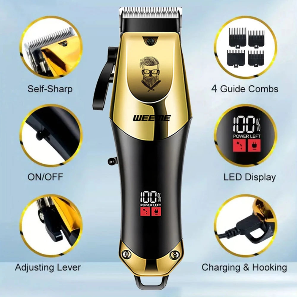 WEEME 806 Electric Hair Clipper UBS Rechargeable Cordless Beard Trimmer Men Powerful Electric Hair Clipper Trimming Tool Peaceful Pleasures Health and Wellness