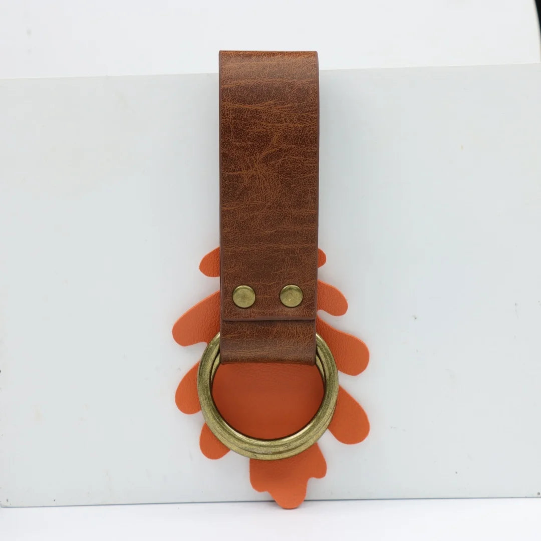 Vintage Oak Leaf Leather Waist Belt Accessory Double O Ring Skirt