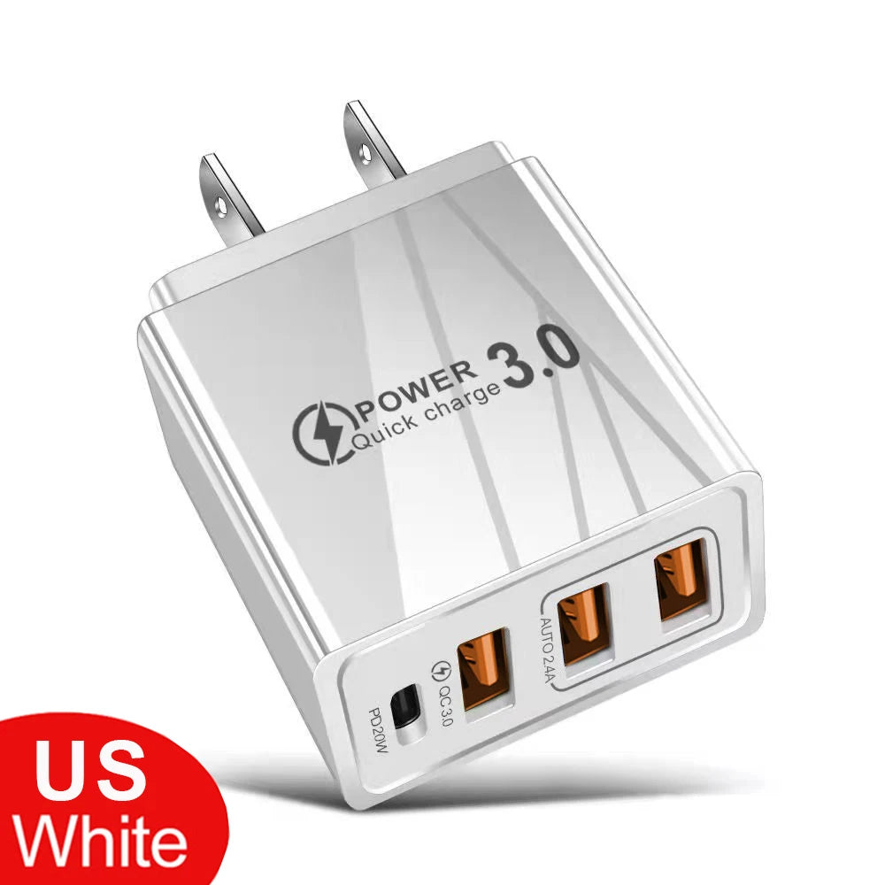 48W Multi-Port USB PD Fast Charger | Quick Charge 3.0 Adapter