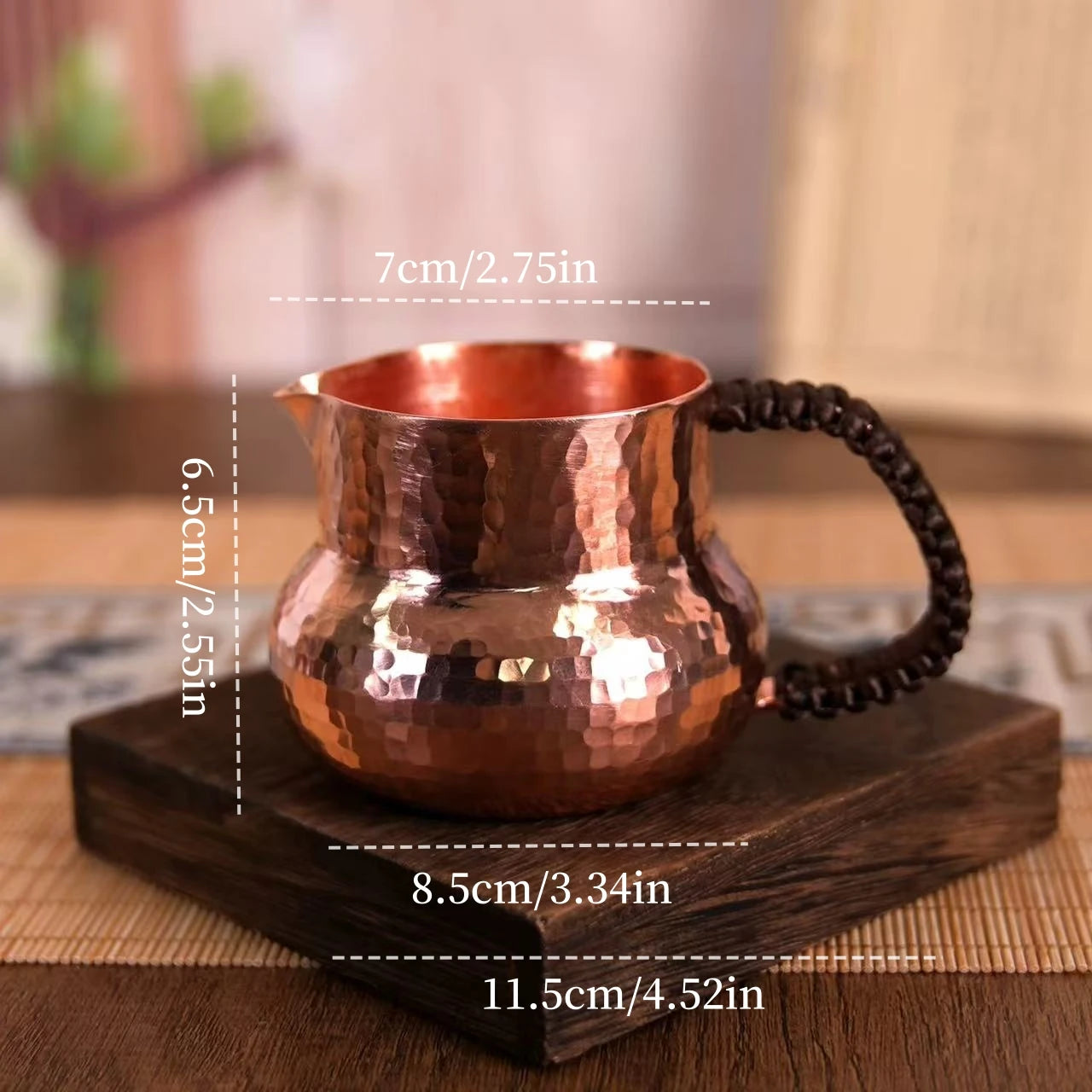 Handcrafted Pure Copper Coffee Mug Creativity Retro Weave Handle Moscow Water Mule Breakfast Cup Moscow Drinkware Tableware Peaceful Pleasures Health and Wellness 11.5cm 200ml