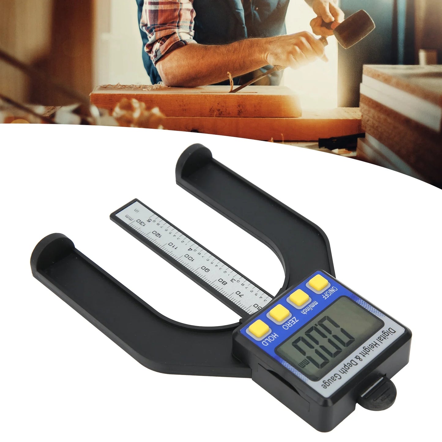 Electronic Height Depth Gauge Digital Display Woodworking Ruler Measure Tool 0‑80mm Height Depth Ruler Magnetic Depth Gage Peaceful Pleasures Health and Wellness