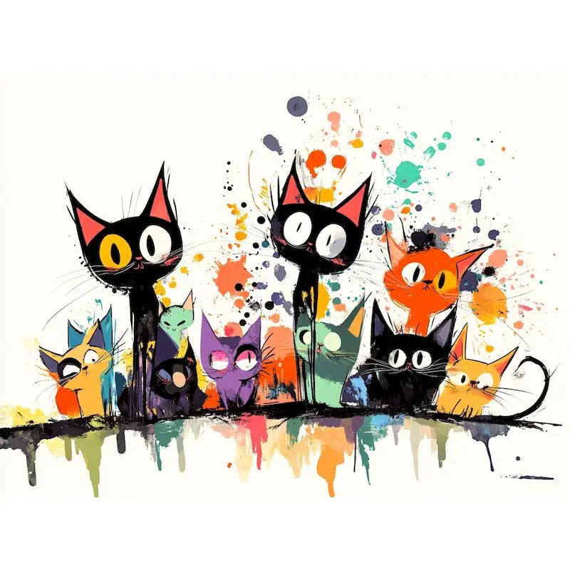 Abstract Cat Paint by Numbers Kit for Adults – 60x75cm Canvas
