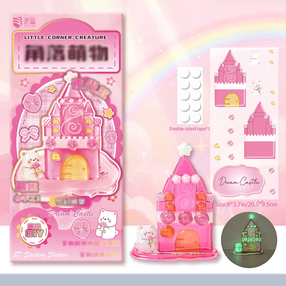 Cartoon Luminous Stickers 3D Relief Layered Music Cute Student