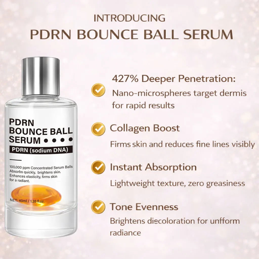 Salmon PDRN Bounce Ball Serum 99% Pure PDRN Salmon DNA for Firming Skin, Hydrates and Moisturizes, Brightens Skin Tone ,40g Peaceful Pleasures Health and Wellness