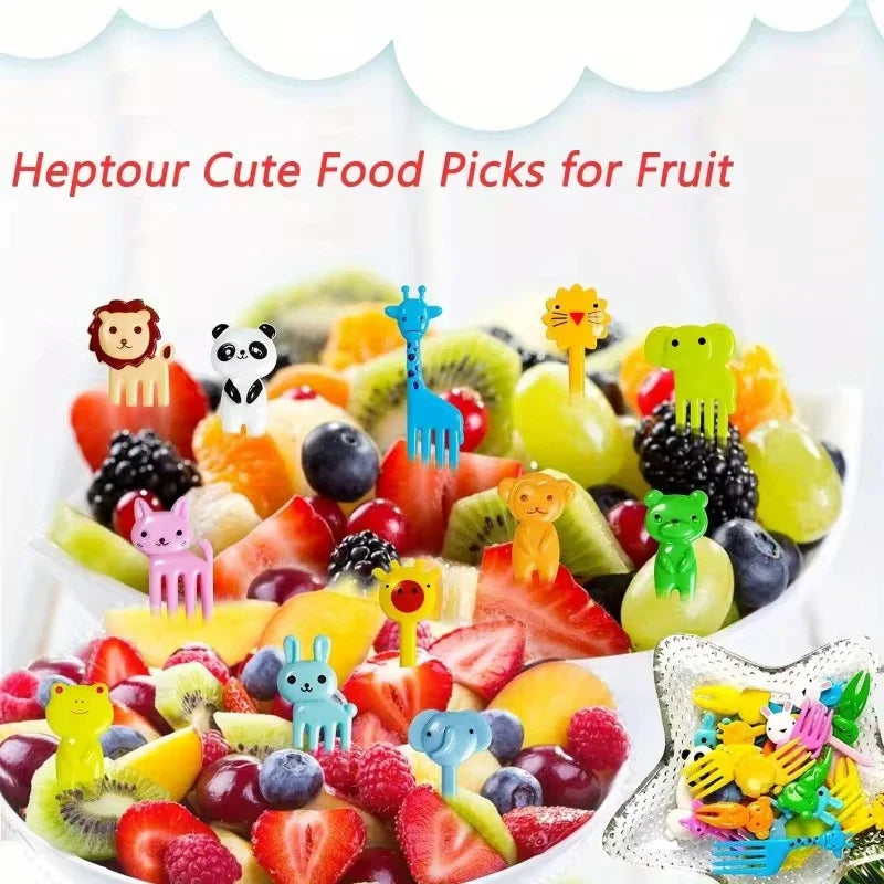 30-Piece Cute Animal Fruit Forks for Kids Bento Box Picks