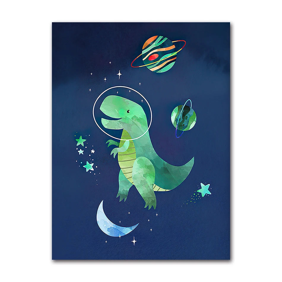 Nursery Wall Art Canvas Painting Nordic Posters And Prints Wall Pictures Baby Room study Decor Dinosaur Space Planet Alphabet Peaceful Pleasures Health and Wellness A1532-01 40x60cm Unframed