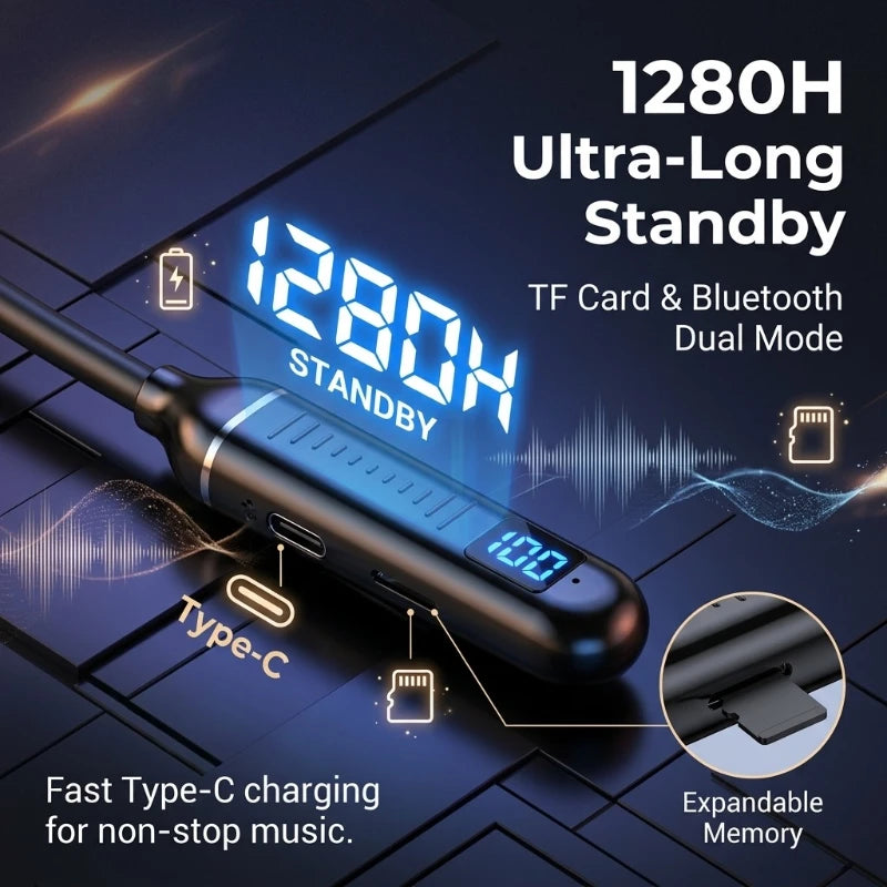 Wireless Bluetooth headset neck-mounted headset game noise reduction digital display LED display ultra-long standby stereo Peaceful Pleasures Health and Wellness