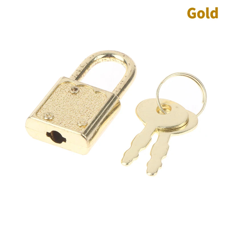 1Set 6Colors Rectangle Padlocks Mini Luggage Hardware Locks With Key Lock For Travel Wedding Jewelry Box Diary Book Suitcase Peaceful Pleasures Health and Wellness Gold