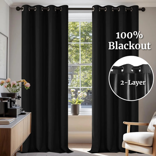 Blackout Thermal Curtains for Bedroom Drop Eyelet Curtains for Living Room Weave Textured Light Blocking Window Curtain Drapes Peaceful Pleasures Health and Wellness