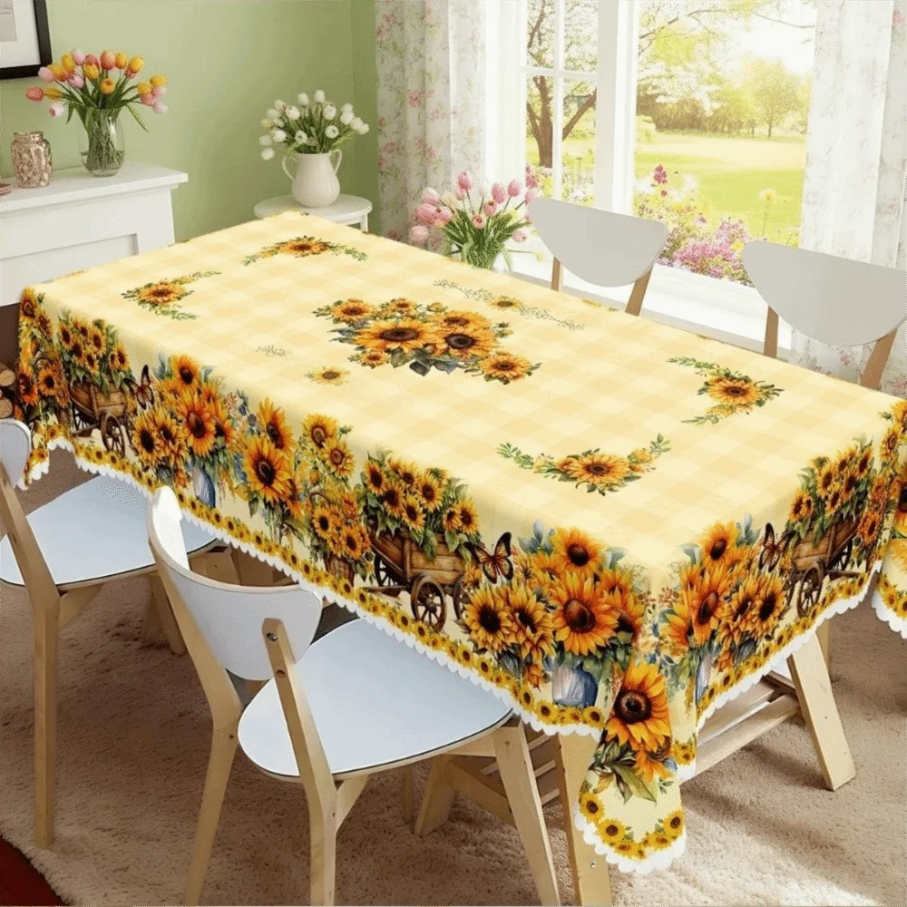Floral Jacquard Tablecloth | Waterproof Holiday Table Cover