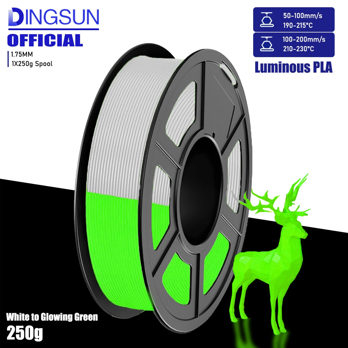 Glow in the Dark PLA Filament 1.75mm – 4 Colors for FDM Printers