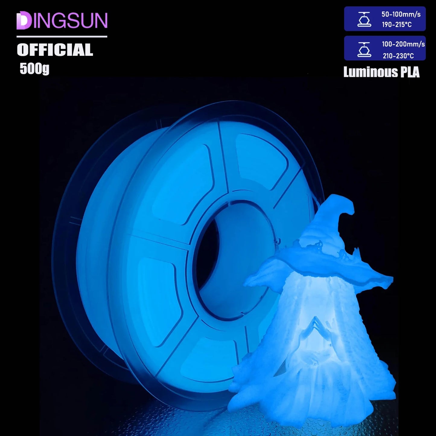 3D Maliang Glow Rainbow PLA Filament 1.75mm | Luminous Colors