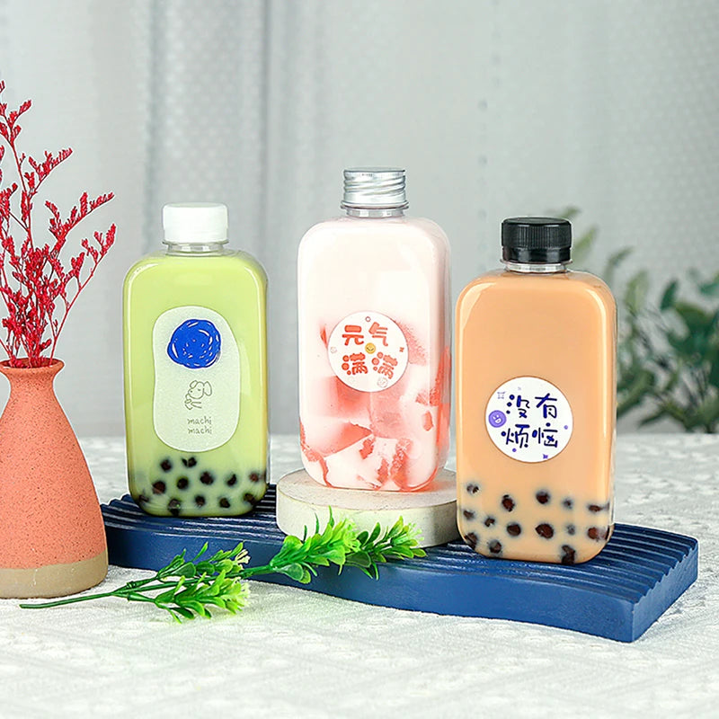400ml Flat Square Reusable PET Drink Bottle with Lid Reusable Drink Bottle Peaceful Pleasures Health and Wellness