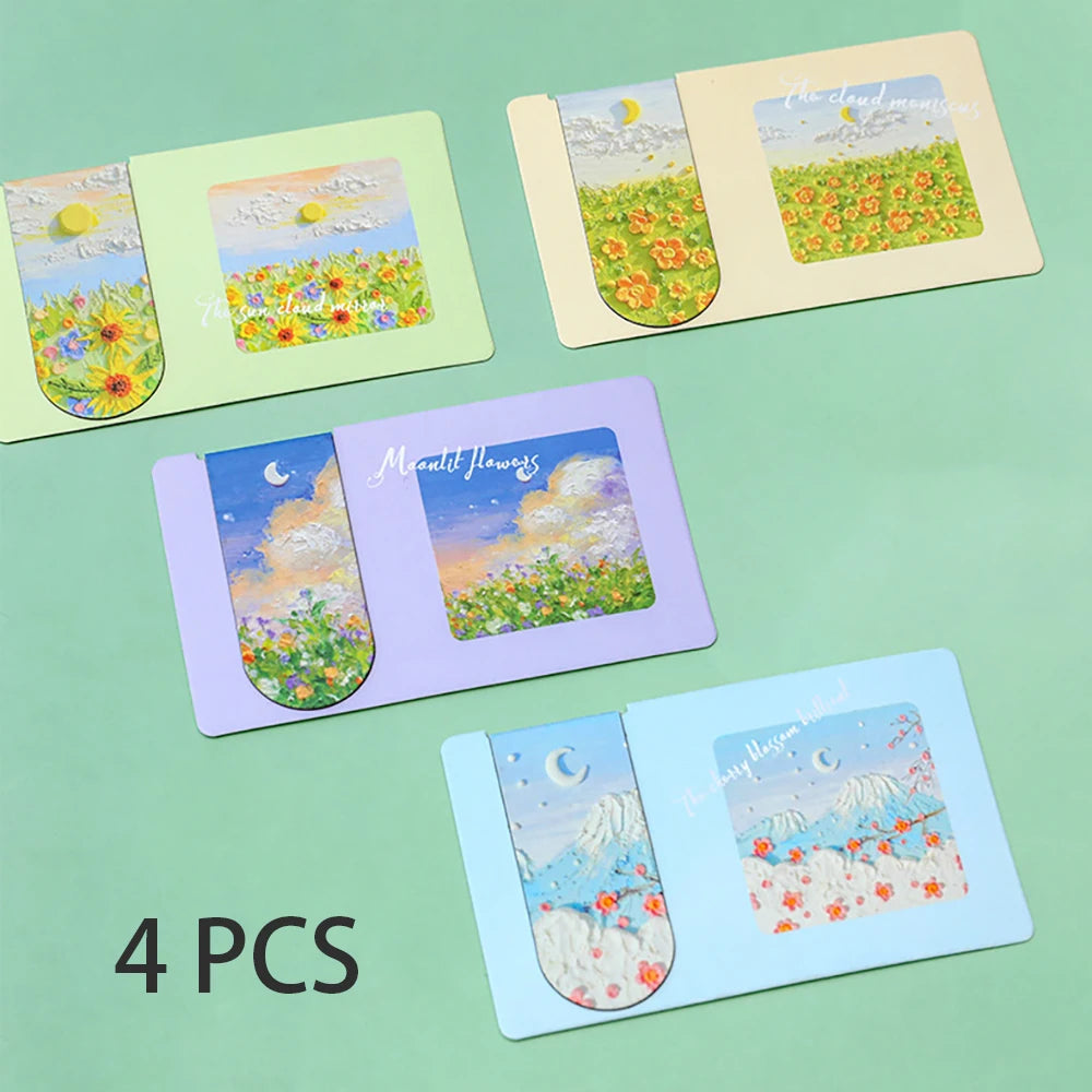 Oil Painting Magnetic Bookmark Student Note Classification Book Clip