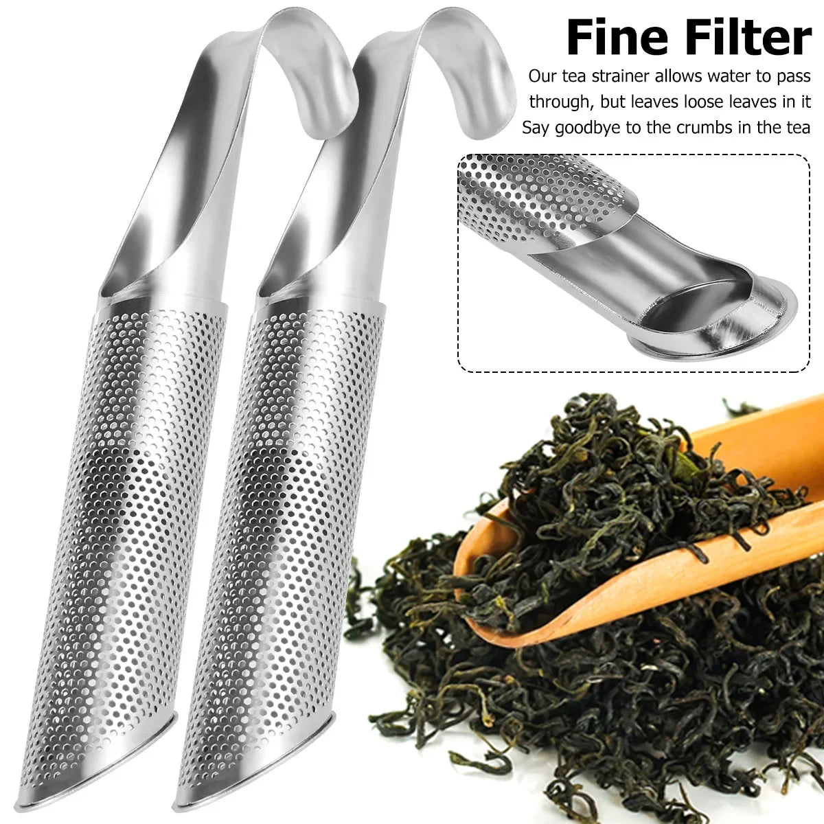Tea Infuser Tea Strainer Wand Food Grade Curved Handle Tea Diffuser Stainless Steel Hook Tea Infuser For Loose Tea Leaf Coffee Peaceful Pleasures Health and Wellness