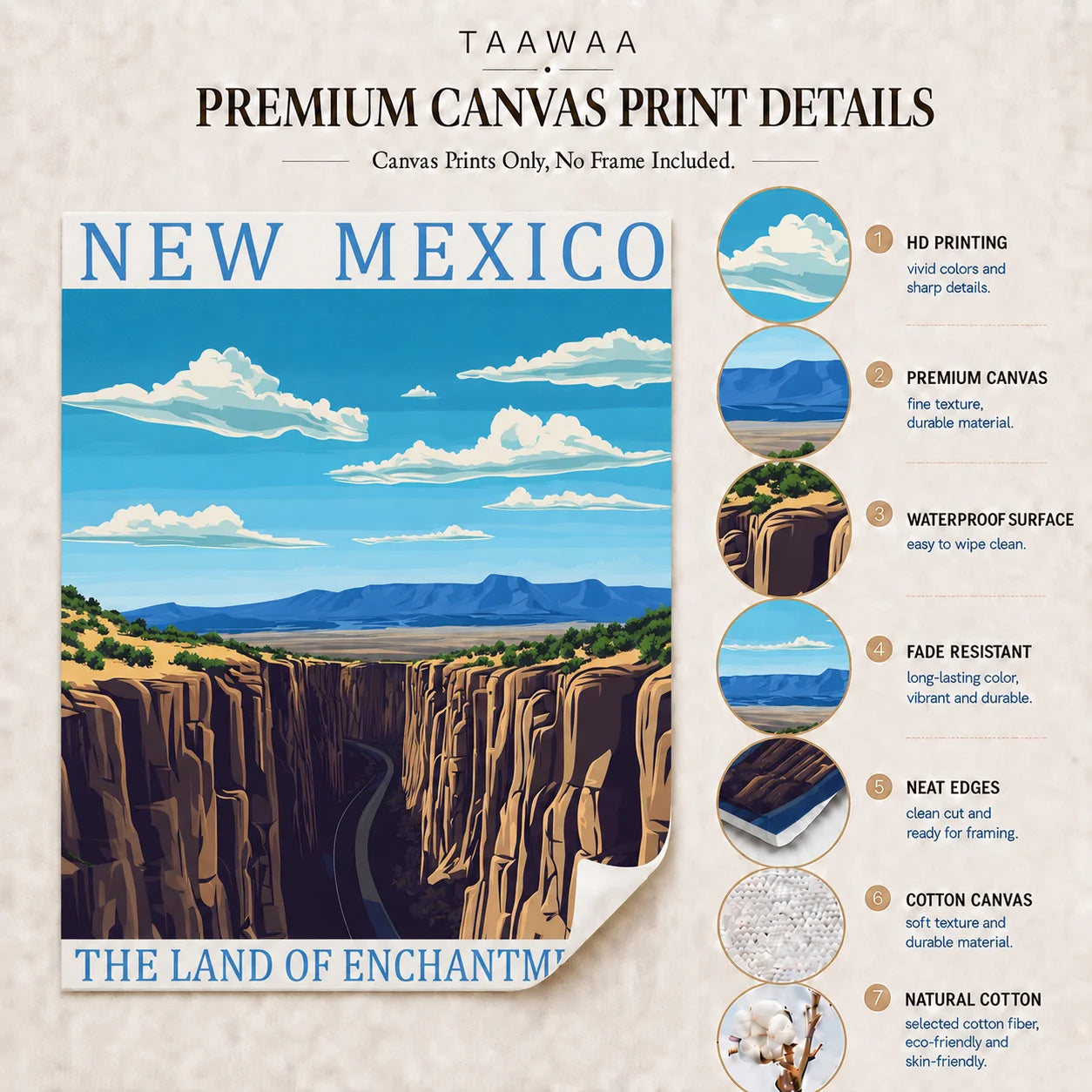 US State Travel Landscape Canvas Wall Art Poster Print Canvas Wall Art Print Peaceful Pleasures Health and Wellness