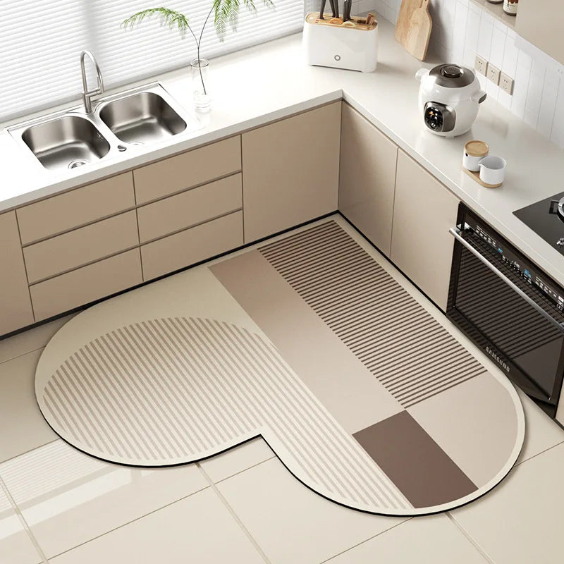 Heart-Shaped Diatom Mud Kitchen Mat – Non-Slip & Absorbent
