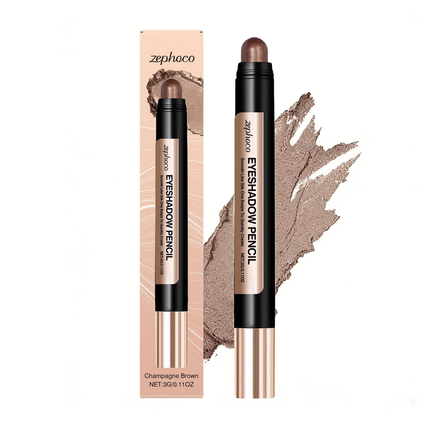 Zephoco Pearl Eyeshadow Stick – Champagne Silver Shimmer Shimmer Eyeshadow Stick Oasis Select Champagne Brown