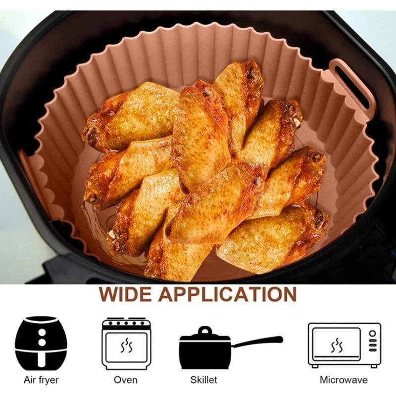 Air Fryer Silicone Liners Air Fryer Silicone Pot Reusable Silicone Air Fryer Liners Food Safe Non Stick Air Fryer Basket Accesso Peaceful Pleasures Health and Wellness