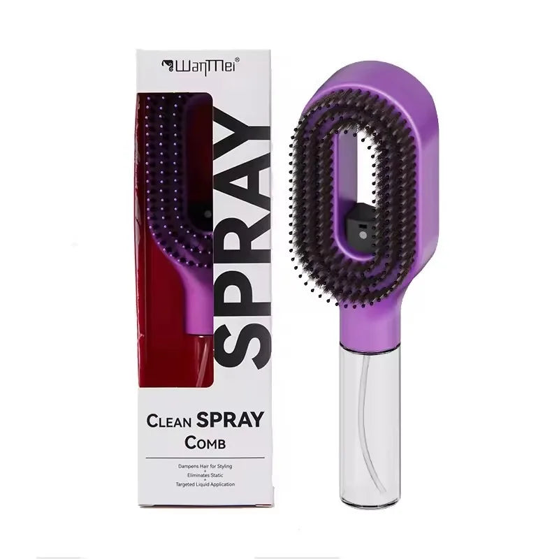 2-in-1 Multi-functional Spray Bottle Comb Wet Dry Scalp Massage Bristle Comb Salon Fluffy Modeling Comb Gift for Girl Women Peaceful Pleasures Health and Wellness PURPLE