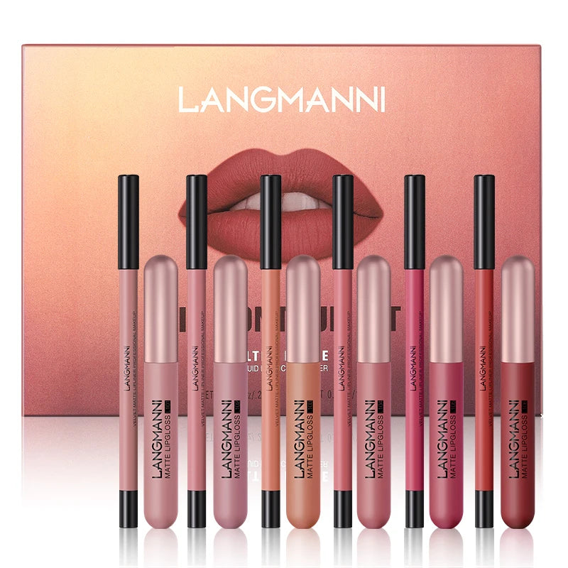6+6 Lip Gloss Lip Liner Combo Smudge-Proof, Velvety Nude Shades - Long-Lasting Liquid Lipgloss & Precise Liner 12pcs Set Matte M Peaceful Pleasures Health and Wellness L2209LIP CONTOUR