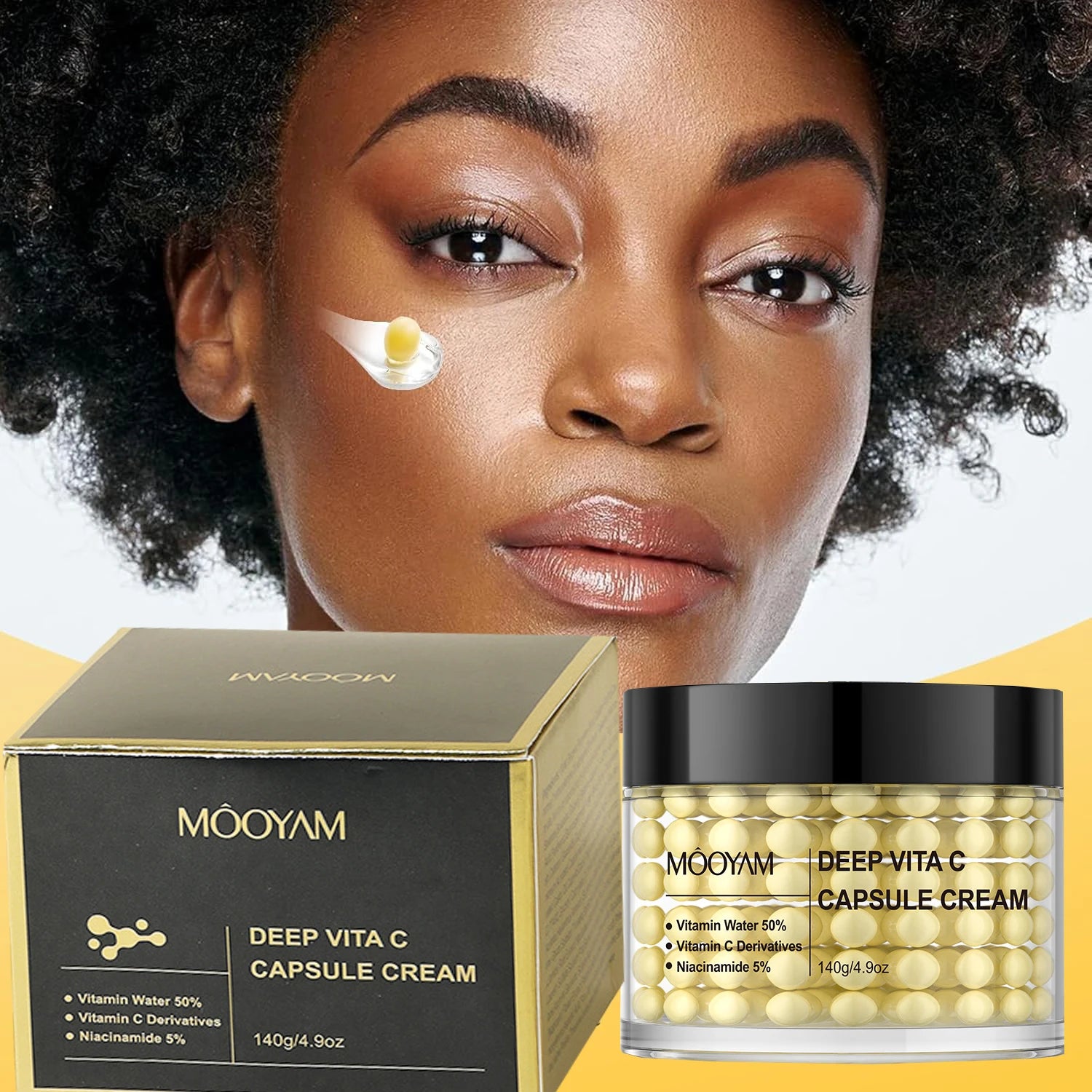 Deep Vitamin C Golden Capsule Hydrating Face Moisturizer, Hydrating Night Face Cream Antioxidant Protection,Lightweight Skincare Peaceful Pleasures Health and Wellness