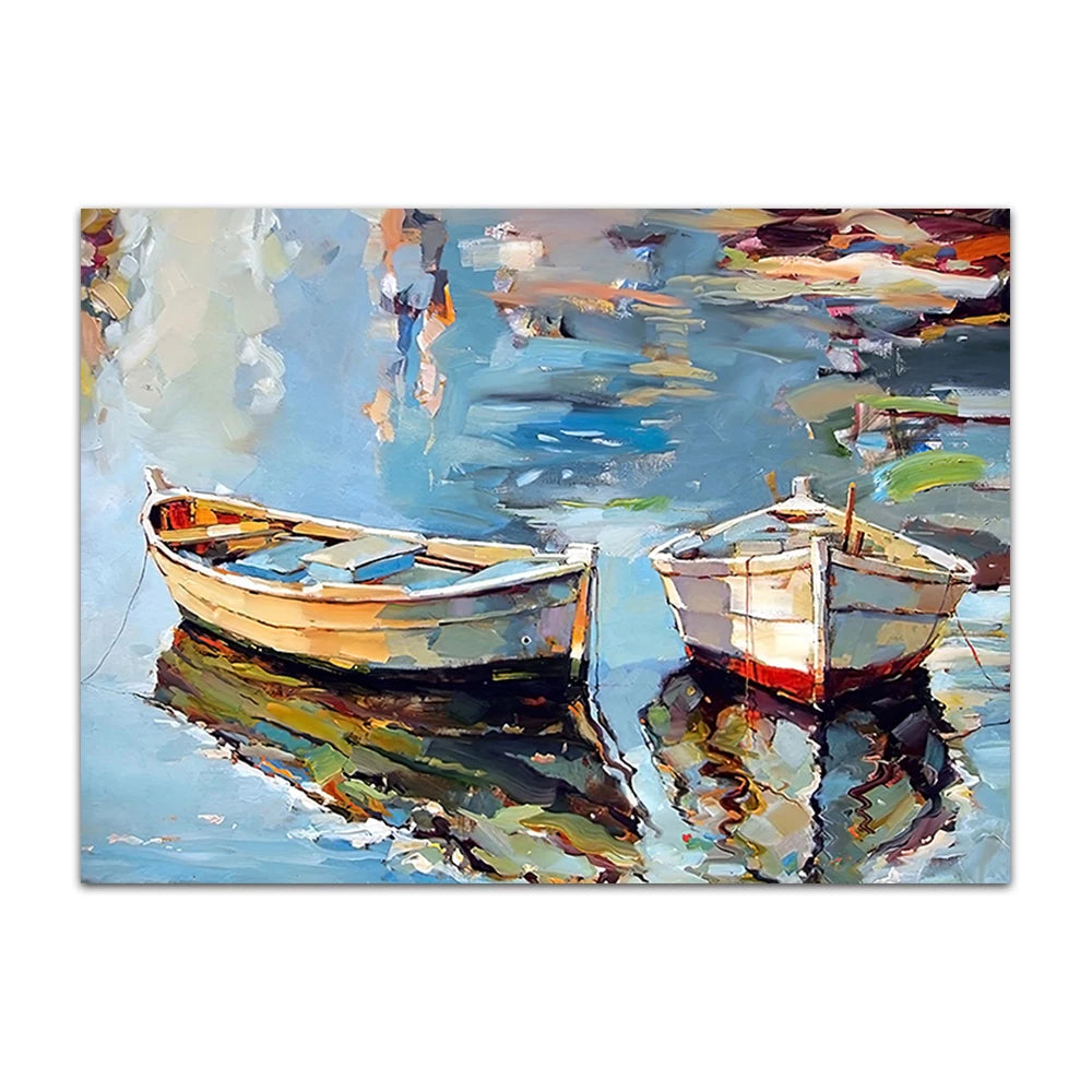 Retro Sailing Boat Canvas Wall Art | Abstract Sea Landscape Print