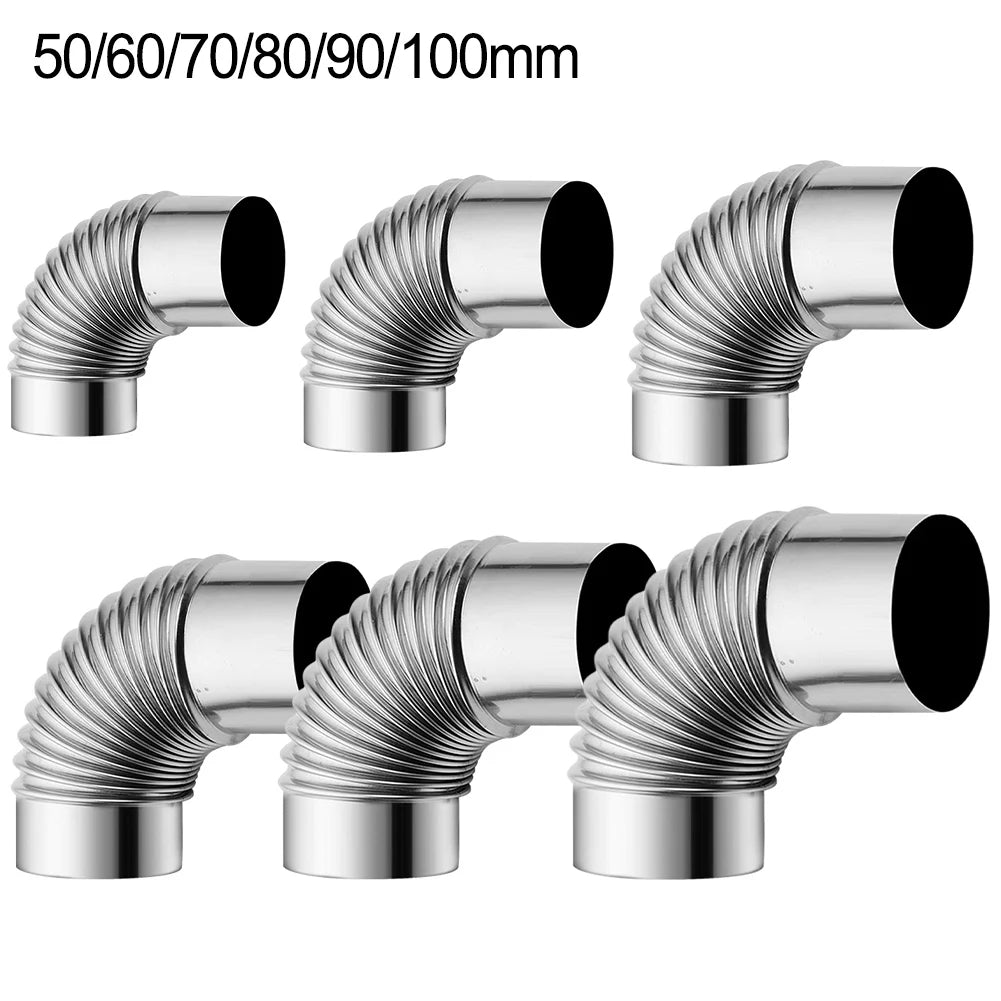 1x Stove Flue Steel Pipe Chimney Liner Bend Multi Gas Water Heater