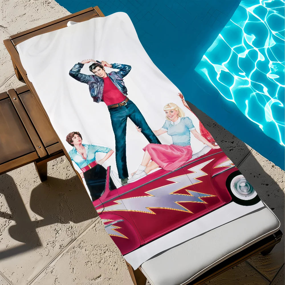 Grease 1978 Movie Quick-Dry Beach Towel | Soft Microfiber Microfiber Beach Towel Peaceful Pleasures Health and Wellness z4 STJ70x140CM