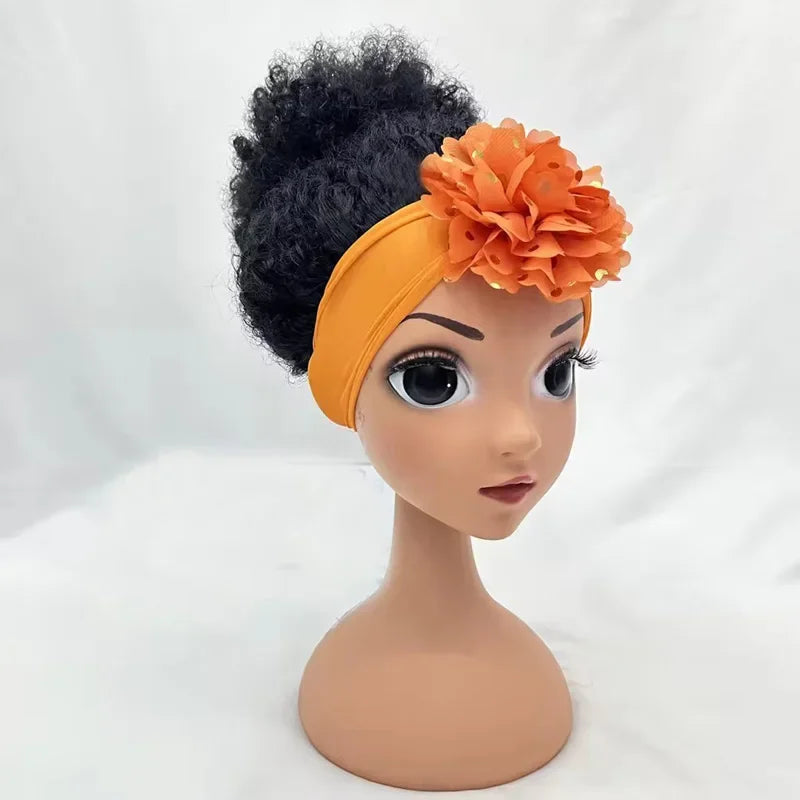 New Arrival Cute Kids Headband Wig Decoration for Girl Fashion Girl Wigs Without Lace Front Afro Baby Girl Wigs with Band Peaceful Pleasures Health and Wellness orange China Mainland