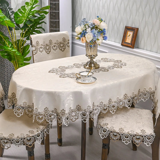 Battilo Oval Macrame Embroidered Lace Tablecloth | Floral Cover Oval Tablecloth Peaceful Pleasures Health and Wellness
