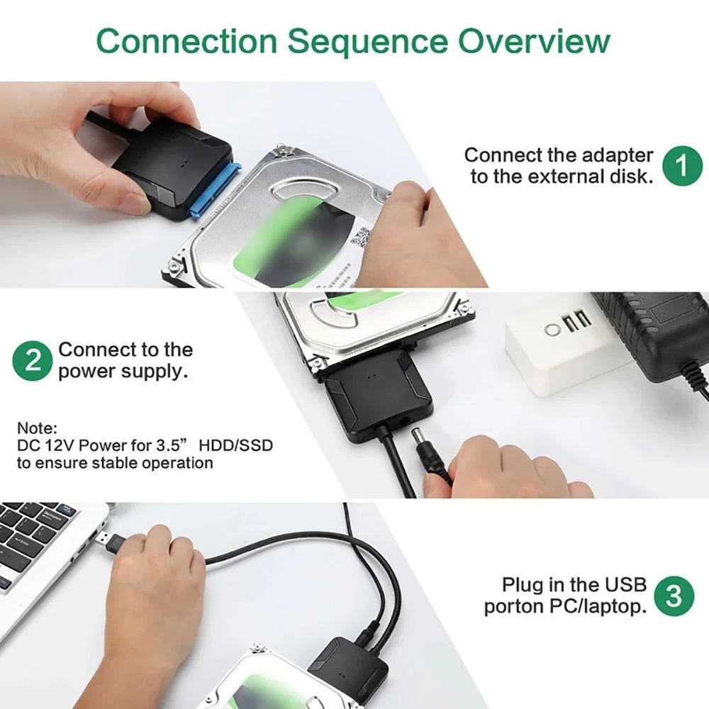 USB 3.0 to SATA Adapter Cable for 3.5/2.5 Inch SSD HDD SATA III Hard Drive Disk Support UASP Compatible with USB 1.1/2.0/3.0 Peaceful Pleasures Health and Wellness