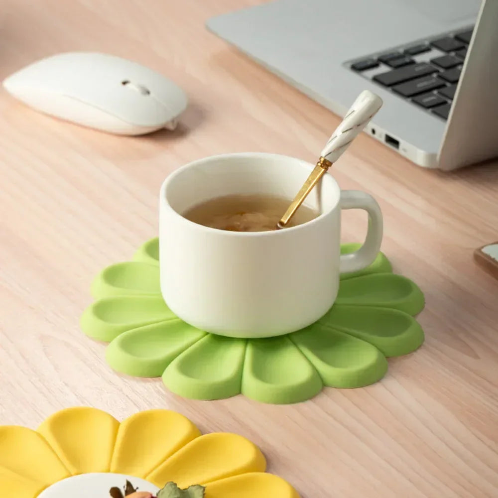 Flower Heat Resistant Silicone Mat Drink Cup Coasters Non-slip Pot