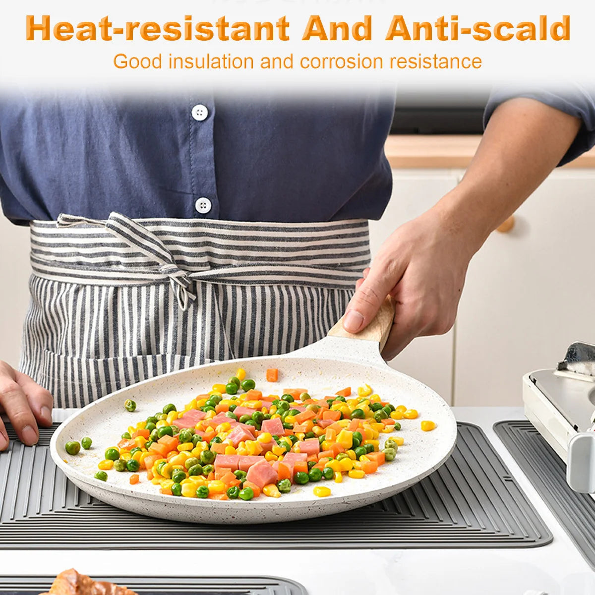 Leeseph Silicone Sink Pad, Non-Skid Counter Protector, Multipurpose Drying For Kitchen Utensils, Heat Resistant Dishwashing Mat Peaceful Pleasures Health and Wellness